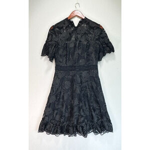 SHOSHANNA Black Lace MIDI Sheath Dress Feminine Coquette, Size 6